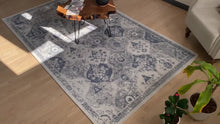 Load image into Gallery viewer, MAVAL Blue Washable Rug 2' x 3' Doormat Rug (Blue, 2' x 3') Modern, Contemporary, Non-Shedding &amp; Easy to Clean, Ideal for Living Room, Bedroom, Dining Space, 36*24 inch
