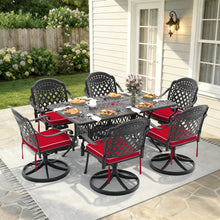 Load image into Gallery viewer, L58.27*W34.65-inch Cast Aluminum Patio Dining Table With Black Frame and Umbrella Hole (same sku: W171084481)