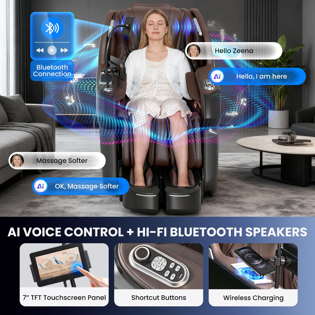 3XRELAX BV-3 Advanced 4D Shiatsu Massage Chair, Zero Gravity, Thai Massage, Heat, S&L Track, 24 Auto Programs, Split Leg Design, 350 lbs Capacity, 220 lbs, 63" x 25" x 45