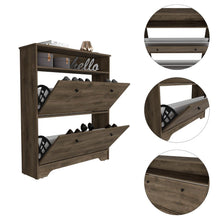 Load image into Gallery viewer, Calgary Shoe Rack, Superior Top, One Open Shelf, Two Extendable Shelves -Dark Brown