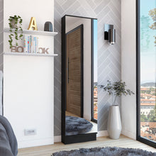 Load image into Gallery viewer, Leto Wall Mounted Shoe Rack With Mirror, Single Door, Capacity For Ten Shoes Natural Oak