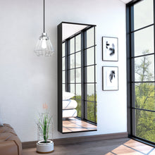 Load image into Gallery viewer, Leto Wall Mounted Shoe Rack With Mirror, Single Door, Capacity For Ten Shoes Natural Oak
