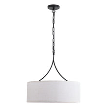 Load image into Gallery viewer, Modern 3-Light Fabric Pendant Light, Black Adjustable Drum Chandelier, Matte Black Fabric Shade Ceiling Light Fixture for Dining Room Living Room Bedroom