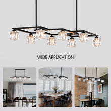 Load image into Gallery viewer, Matte Black Crystal  Chandelier for Dining Room, 8-Light Kitchen Chandelier Light Fixture Modern Metal Industrial  Chandeliers for Farmhouse Entryway Living Room (8*G9 Bulbs Included)