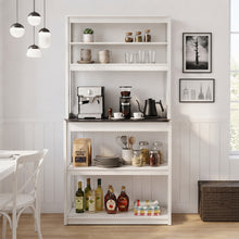 Load image into Gallery viewer, 31.5" White and Black color 5-Tier Bakers Rack for Kitchen with Storage, Coffee Bar, Kitchen Shelves,  Microwave Stand