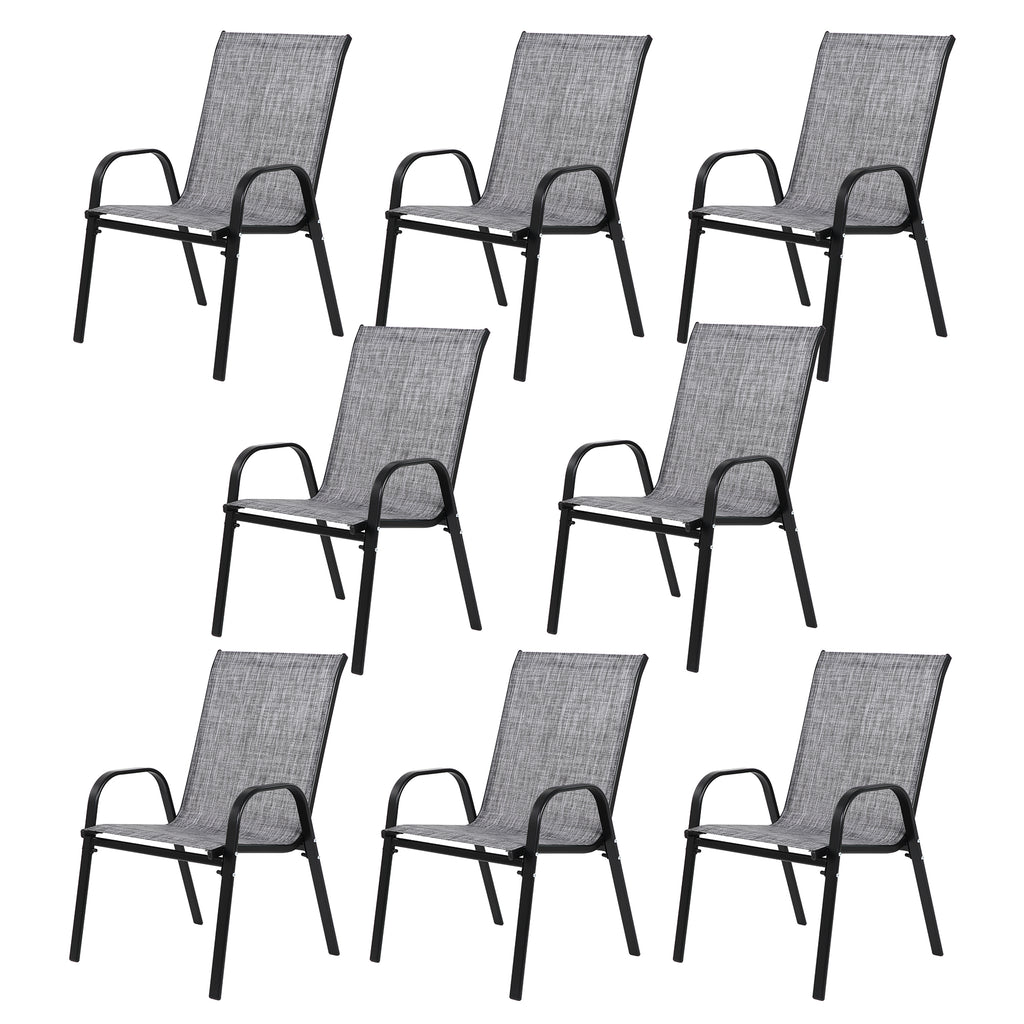 4 Piece Patio Chairs, Outdoor Camping Chairs with Breathable Textilene Fabric, Set of 4 Garden Chairs with Armrest High Backrest for Garden Patio Pool Beach Yard Space Saving ( Grey)