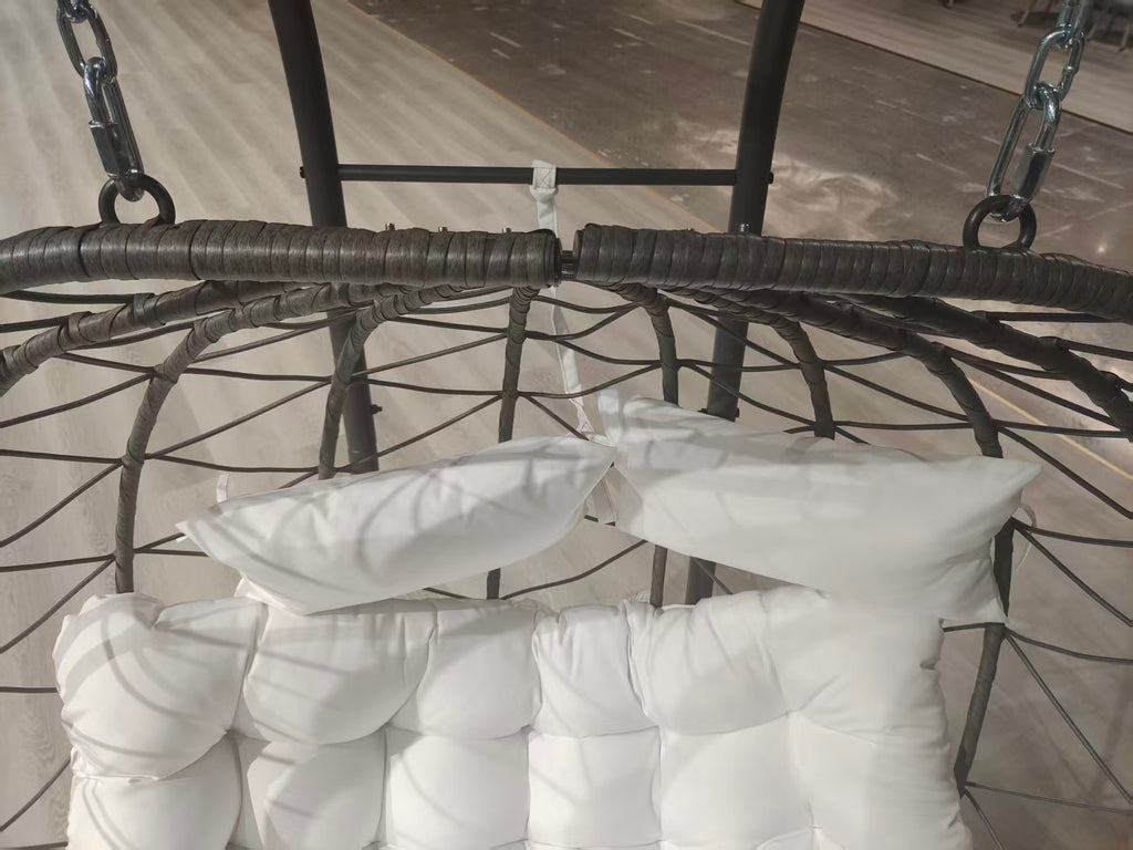 2 Persons Egg Chair with Stand Indoor Outdoor Swing Chair Patio Wicker Hanging Egg Chair Hanging Basket Chair with Stand for Bedroom Living Room Balcony
