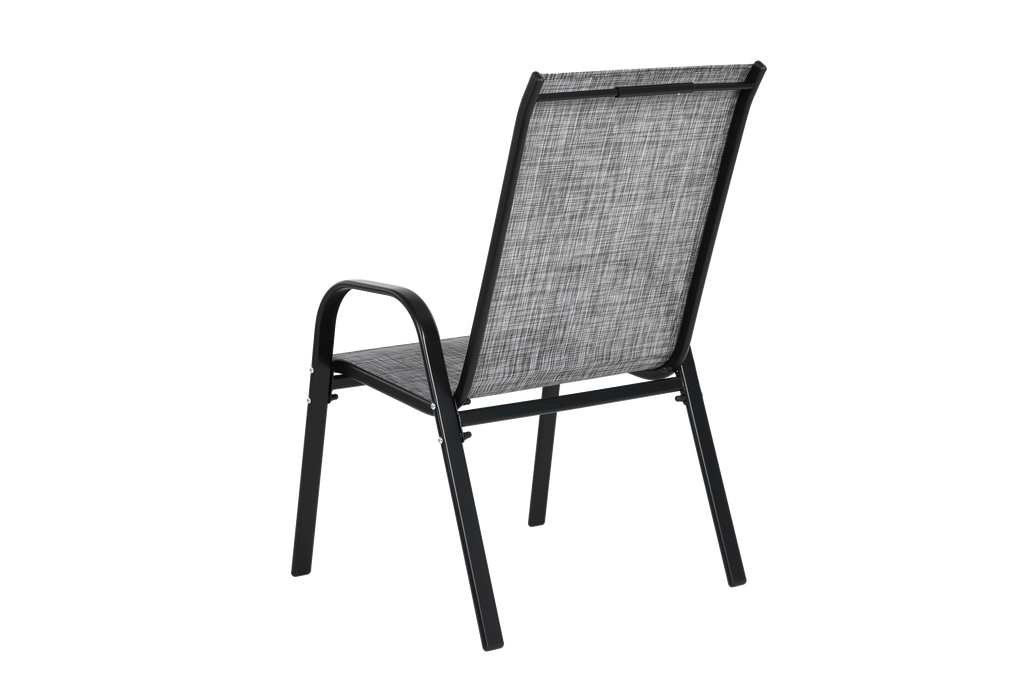4 Piece Patio Chairs, Outdoor Camping Chairs with Breathable Textilene Fabric, Set of 4 Garden Chairs with Armrest High Backrest for Garden Patio Pool Beach Yard Space Saving ( Grey)