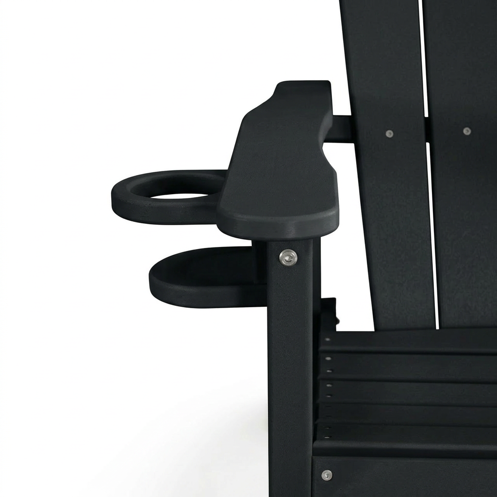 HDPE Bar Height Adirondack Chair with Cup Holder, All-Weather Outdoor Patio Bar Chair with Armrests 1 Piece(BK)