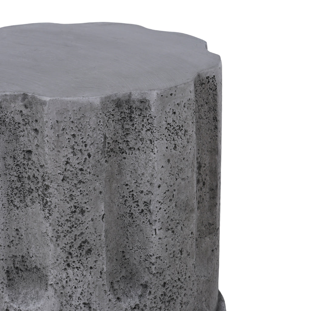 Cement Outdoor End Tables for Patio, GardenAccent Table, Modern Small Round Side Tablefor Outside, Tree Stump Garden Stool DrumTable indoor and Outdoor