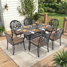 Load image into Gallery viewer, L58.27*W34.65-inch Cast Aluminum Patio Dining Table With Black Frame and Umbrella Hole (same sku: W171084481)