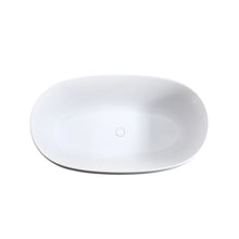 Load image into Gallery viewer, 47'' Independent solid surface resin stone bathtub, a modern designed independent bathtub with pop-up drainage and overflow pipes, suitable for small households