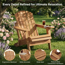 Load image into Gallery viewer, Oversize Wooden Outdoor Folding Adirondack Chair with Pre-Assembled BackRest &amp; SeatBoard, Wood Patio Chair for Garden Backyard Porch Pool Deck Firepit