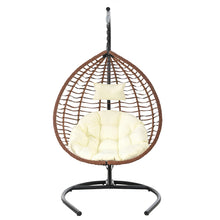 Load image into Gallery viewer, U_STYLE Indoor Outdoor Hanging Hammock Chair with Stand, Foldable Rattan Egg Swing Chair with Iron Frame and Plush Cushion &amp; Removable Headrest,Suitable for Porch Garden,Balcony,Indoor