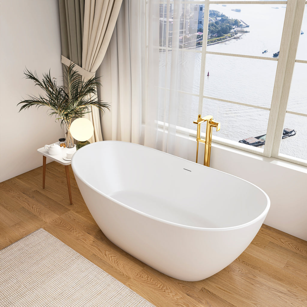 65 inch artificial stone solid surface freestanding bathroom bathtub