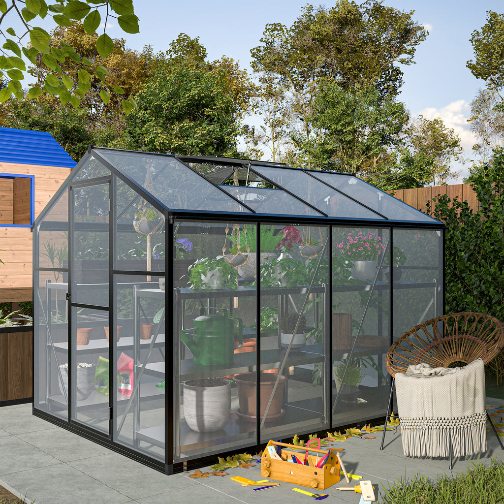 Polycarbonate Greenhouse,6'x 8' Heavy Duty Walk-in Plant Garden Greenhouse for Backyard/Outdoor
