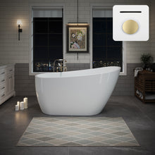 Load image into Gallery viewer, 55" Acrylic Freestanding Bathtub, Deep Soaking Contemporary Stand Alone Bath Tub with Pop-up Drain &amp; Integrated Overflow, Chrome-Finish Drain Cover, Glossy White GF-26A04-55