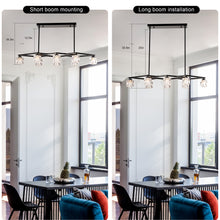 Load image into Gallery viewer, Matte Black Crystal  Chandelier for Dining Room, 8-Light Kitchen Chandelier Light Fixture Modern Metal Industrial  Chandeliers for Farmhouse Entryway Living Room (8*G9 Bulbs Included)