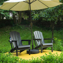 Load image into Gallery viewer, HDPE Folding Adirondack Chair with Dual Cup Holder - Composite Adirondack Chair with Wood Texture- Black