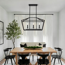 Load image into Gallery viewer, 3-Light Farmhouse Kitchen Island Lighting,5 Light Industrial Linear Chandelier for Dining Room Metal Matte Black Finish Hanging Pendant Light Fixture for Bedroom Living Room Hallway Conference Room