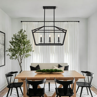 3-Light Farmhouse Kitchen Island Lighting,5 Light Industrial Linear Chandelier for Dining Room Metal Matte Black Finish Hanging Pendant Light Fixture for Bedroom Living Room Hallway Conference Room