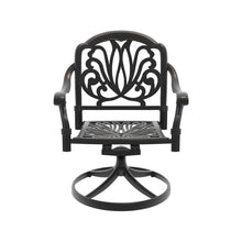 Load image into Gallery viewer, Cast Aluminum Patio Swivel Chair 2PCS With Black Frame and Brown Cushions