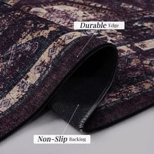 Load image into Gallery viewer, MAVAL Black Washable Rug 2' x 3' Doormat Rug (Black+Burgundy, 2' x 3') Modern, Contemporary, Non-Shedding &amp; Easy to Clean, Ideal for Living Room, Bedroom, Dining Space, 36*24 inch
