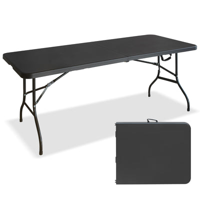6ft Black Multi-functional Outdoor Folding Leisure Picnic Game Party Table