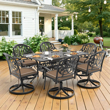 Load image into Gallery viewer, L58.27*W34.65-inch Cast Aluminum Patio Dining Table With Black Frame and Umbrella Hole (same sku: W171084481)