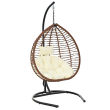 Load image into Gallery viewer, U_STYLE Indoor Outdoor Hanging Hammock Chair with Stand, Foldable Rattan Egg Swing Chair with Iron Frame and Plush Cushion &amp; Removable Headrest,Suitable for Porch Garden,Balcony,Indoor