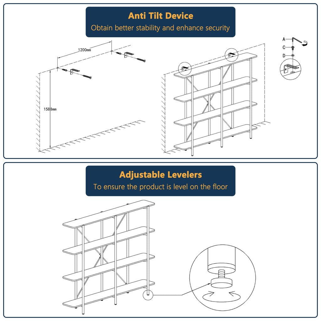 74.6 inch Stainless Steel Storage Rack, Solid Wood Partition Storage Shelf