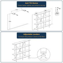 Load image into Gallery viewer, 74.6 inch Stainless Steel Storage Rack, Solid Wood Partition Storage Shelf
