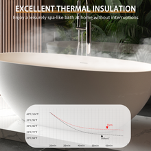 Load image into Gallery viewer, 65" Freestanding Solid Surface Bathtub, Luxury Handcrafted Stone Resin Freestanding Soaking Bathtub with Overflow and Pop-up Drain, Matte White 24S06-65MW