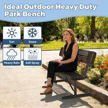 Load image into Gallery viewer, 4FT Heavy-Duty Outdoor Metal Park Bench with Backrest, All-Weather Steel Portable Seating, Rust-Proof Commercial Bench for Garden, Patio, Yard, Deck, Parks &amp; Shopping Malls