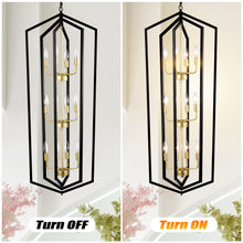 Load image into Gallery viewer, 12-Light Lantern Tired Farmhouse Ceiling Hanging Light Black Chandelier Metal Modern Pendant Light Fixtures for Kitchen Island Dining Room Living Room Foyer Entryway(E12 Bulbs Not Included)