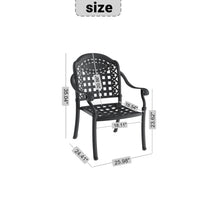 Load image into Gallery viewer, Cast Aluminum Patio Dining Chair 2PCS With Black Frame and Blue Cushions (same sku: W171091759)