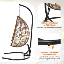 Load image into Gallery viewer, U_STYLE Indoor Outdoor Hanging Hammock Chair with Stand, Foldable Rattan Egg Swing Chair with Iron Frame and Plush Cushion &amp; Removable Headrest,Suitable for Porch Garden,Balcony,Indoor