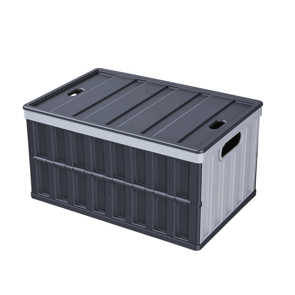 Plastic Collapsible Storage Bins with Lids, 65L 3 Packs, Stackable Folding Storage Crates with Handles, Holds 84 lbs Per Bin, Heavy Duty Containers, Space-Saving Baskets, for Home Organizing