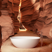 Load image into Gallery viewer, 65" Freestanding Solid Surface Bathtub, Luxury Handcrafted Stone Resin Freestanding Soaking Bathtub with Overflow and Pop-up Drain, Matte White 24S06-65MW