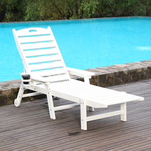Load image into Gallery viewer, HDPE Chaise Lounge Chair Outdoor, Pool Lounge Chairs with 4-Position Adjustable Backrest, Supports Up to 360 LBS for Patio Poolside Deck Beach Backyard (black)