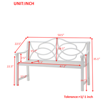 Load image into Gallery viewer, Outdoor Garden Patio Bench,Iron Metal Steel Frame Park Bench with Backrest and Armrest, Slatted Seat for Park, Yard &amp; Porch, Balcony, Accommodates 2-3 People,White