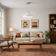 Load image into Gallery viewer, Astral Single Light White Pendant Lamp with Golder Brass Finish for Entrance Kitchen Island 14"D × 8"H