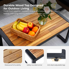 Load image into Gallery viewer, 4-Piece Patio Furniture Set Outdoor Balcony Porch Garden Backyard Lawn Furniture Acacia Wood Table Top, Morden Black and Light Brown