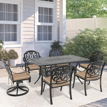 Load image into Gallery viewer, L58.27*W34.65-inch Cast Aluminum Patio Dining Table With Black Frame and Umbrella Hole (same sku: W171084481)