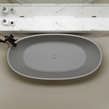 Load image into Gallery viewer, 67'' Freestanding Bathtub Resin Stone Soaking Bathtub Solid Surface Modern Tubs with Overflow and Pop-up Drain