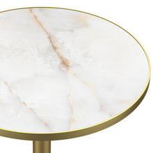 Load image into Gallery viewer, 31.5" Round Modern Tulip Dining Table, Sintered Stone Tabletop with Luxury Faux Marble Print, Stainless Steel Bracket Base, Scratch &amp; Wear Resistant, Waterproof Surface, Ideal for Indoor &amp; Outdoor Use
