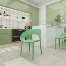 Load image into Gallery viewer, Summer - Haze Green Polypropylene Single-Side Chair - One-Piece Design for Indoor &amp; Outdoor Use,suitable for living rooms, dining rooms, gardens, terraces and other scenarios  (Set of 4)