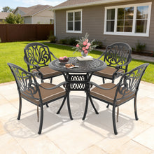 Load image into Gallery viewer, Ø35.43-inch Cast Aluminum Patio Dining Table With Black Frame and Umbrella Hole (same sku: W171084475,W1710P497717)