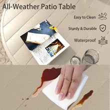 Load image into Gallery viewer, Outdoor Round Patio Dining Table for 6-7, All Weather Metal Dining Table with Umbrella Hole for Deck Lawn Garden Backyard, Sandstone Color