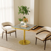 Load image into Gallery viewer, 31.5" Round Modern Tulip Dining Table, Sintered Stone Tabletop with Luxury Faux Marble Print, Stainless Steel Bracket Base, Scratch &amp; Wear Resistant, Waterproof Surface, Ideal for Indoor &amp; Outdoor Use